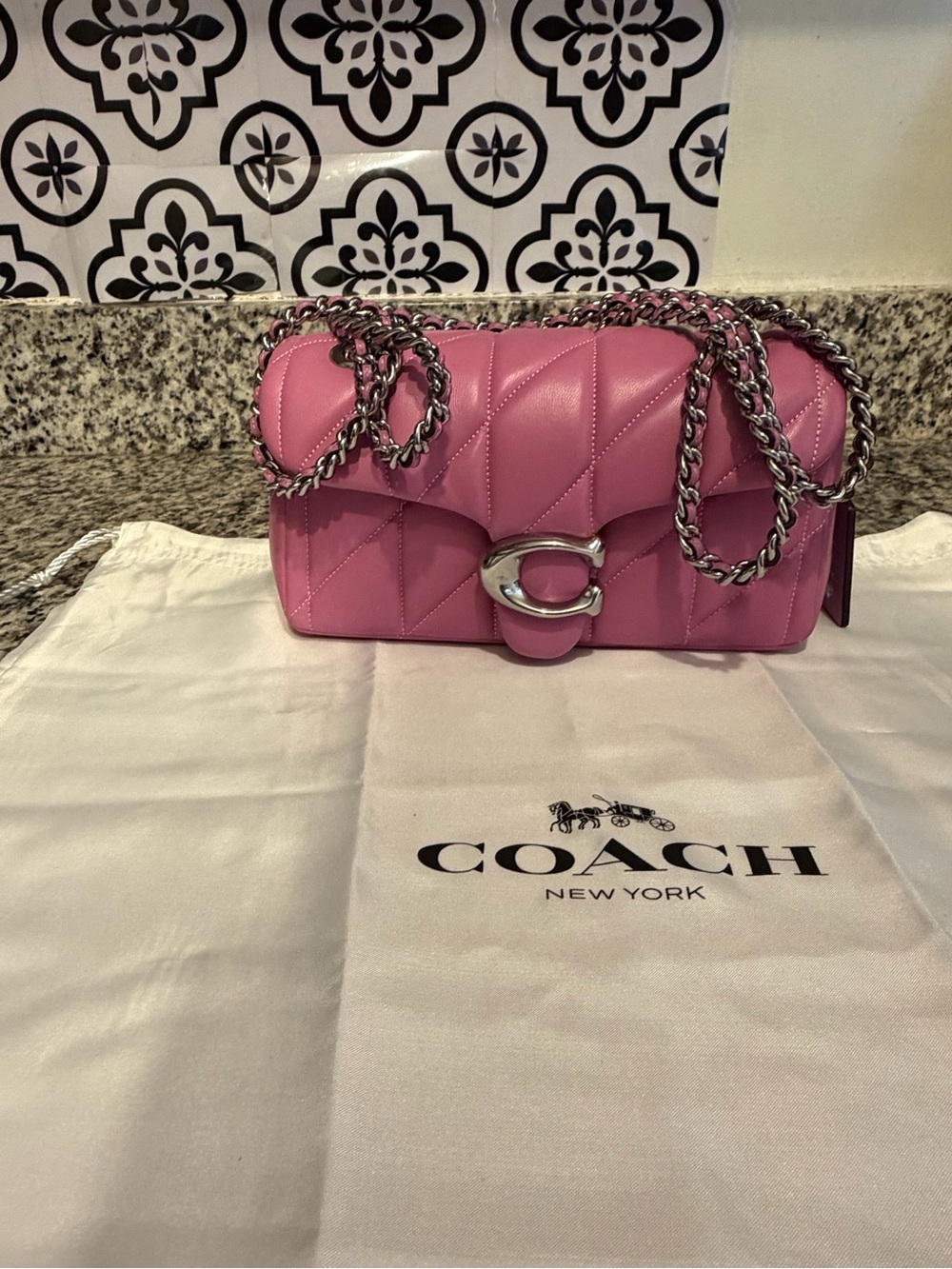 Coach Pink Quilted Leather Shoulder Bag with Silver Hardware / Size 20 - Picture 2 of 11